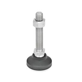 GN 343.8 Leveling Feet, Foot Plastic, Threaded Stud Stainless Steel Type: A - Without rubber pad
