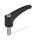 GN 604.1 Adjustable Hand Levers, Plastic Antimicrobial, Insert Stainless Steel, with External Thread Finish: SGA - Black-gray, RAL 7021, matte finish