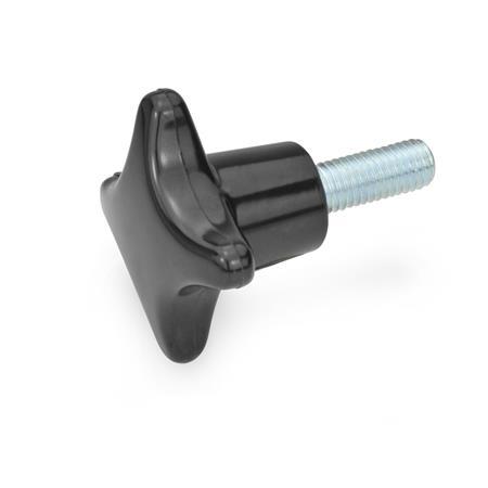 GN 6335.4 Hand Knobs, Plastic, Plastic, Threaded Stud Steel Material: SK - Plastic, Phenolic resin (PF)