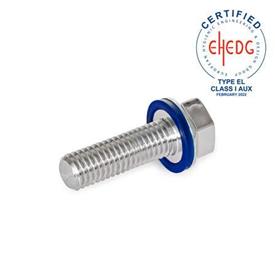 GN 1581 Viti, acciaio INOX, testa a profilo basso, Hygienic Design Finitura: PL - Finitura lucida (Ra < 0,8 µm)<br />Materiale (anello di tenuta): H - HNBR