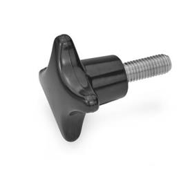 GN 6335.5 Hand knobs, Plastic, Threaded Stud, Stainless Steel Material: SK - Duroplast (PF)