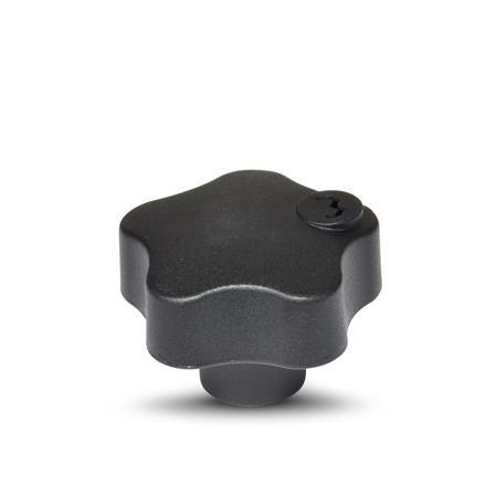 Safety Star Knobs GN 5337.8: Plastic, Threaded Bushing Brass
