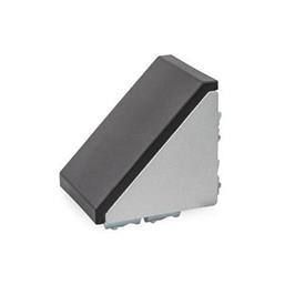 GN 30i Soportes angulares, zamac, para perfiles de aluminio (sistema modular i), con accesorio Tipo: C - Con conjunto de fijación y tapón<br />Tamaño: 80x80