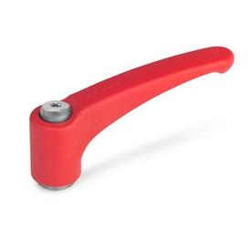 GN 602.1 Adjustable Hand Levers, Zinc Die Casting, Bushing Stainless Steel Color: RS - Red, RAL 3000, textured finish