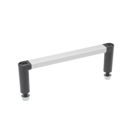 GN 423 U-Handles, for 19“ Rack and Enclosure Layout Type: B - Mounting from the operator's side
Finish: ELS - Anodized, natural color / Handle shanks black, matte