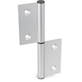 GN 2294 Hinges, Detachable, for Aluminum Profiles / Panel Elements Type: I - Interior hinge leafs<br />Coding: C - With countersunk holes<br />l<sub>2</sub>: 162