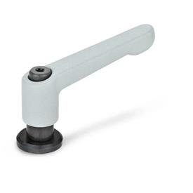 GN 307 Adjustable Hand Levers, Zinc Die Casting, with Bushing and Washer Color: SR - Silver, RAL 9006, textured finish