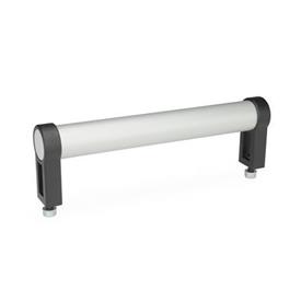 GN 333.1 Poignées tubulaires, aluminium/Zinc moulé sous pression Type: B - Montage par le côté opérateur (seulement pour d°°1°°=28)<br />Finition: EL - anodisé, couleur naturelle