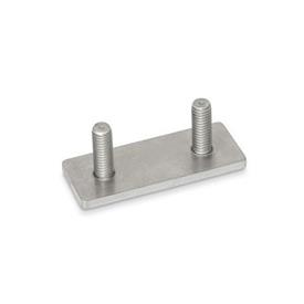 GN 2376 Plates, Stainless Steel, with Threaded Studs, for Hinges 