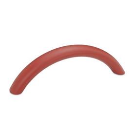 GN 565.4 Arch Handles, Aluminum Type: A - Mounting from the back (threaded blind bore)<br />Finish: RS - Red, RAL 3000, textured finish