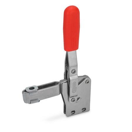 GN 810.1 Toggle Clamps, Stainless Steel , Operating Lever Vertical, with Vertical Mounting Base Material: NI - Stainless steel
Type: B - Forked clamping arm, with two flanged washers