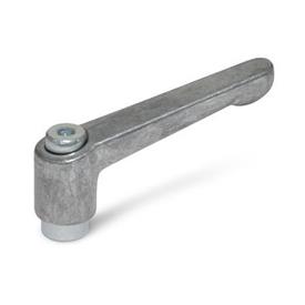 GN 300.2 Adjustable Hand Levers, Zinc Die Casting, Bushing Steel, Zinc Plated Color: RH - Uncoated