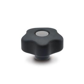 GN 5337.6 Softline Star Knobs, Plastic, with Colored Cover Caps Color of the cover cap: DGR - Gray, RAL 7035, matte finish