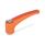 GN 604.1 Verstellbare Klemmhebel, Kunststoff, Einsatz Edelstahl, mit Innengewinde / Passbohrung Farbe: OR - orange, RAL 2004, matt
