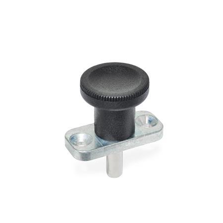 Indexing Plungers GN 608.5: Plunger Pin Stainless Steel, Zinc Die Casting, with Flange for Surface Mounting, without Rest Position