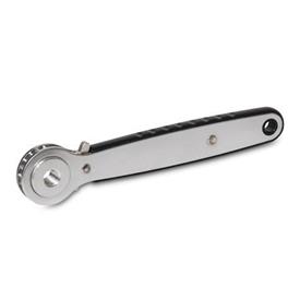 GN 318 Stainless Steel Ratchet Spanners with Through Hole / Blind Hole Type: A - Ratchet insert with through hole<br />Insert: M