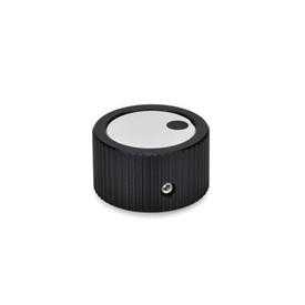 GN 726 Control Knobs, Aluminum, Black Anodized Type: M - Cover with indicator point<br />Identification no.: 1 - With grub screw