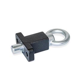 GN 722.5 Indexing Plungers, Steel, with Flange for Surface Mounting, without Rest Position Finish: SW - Black, RAL 9005, textured finish