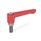 GN 302.1 Flache verstellbare Klemmhebell, Zink-Druckguss, Einsatz Edelstahl, mit Außengewinde Farbe: RS - rot, RAL 3000, strukturmatt