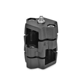 GN 134.7 Kreuz-Rastschlitten, Aluminium Kennziffer: D - mit federndem Druckstück<br />Oberfläche: SW - schwarz, RAL 9005, strukturmatt