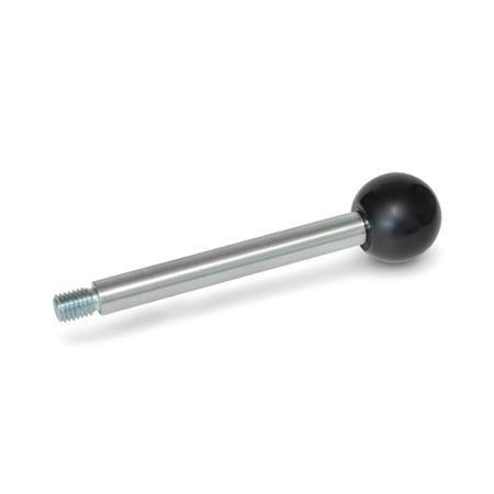 GN 310 Gear Lever Handles, Steel Type: A - Ball knob DIN 319
Finish: ZB - Zinc plated, blue passivated
