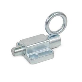 GN 722.6 Indexing Plungers, Steel, with Flange for Surface Mounting, with Rest Position Type: C - With pull ring, with rest position<br />Finish: ZB - Zinc plated, blue passivated