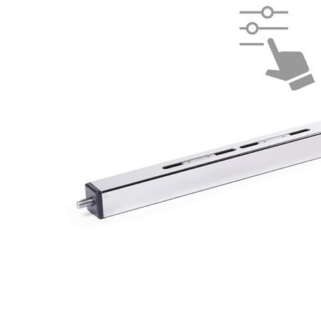 GN 2921 Square Linear Actuators, Steel / Stainless Steel, with Two Opposing Connectors, Configurable 