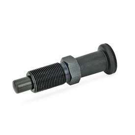 GN 817.2 Indexing Plungers, Steel / Long Plastic Knob Type: B - Without rest position, without lock nut
