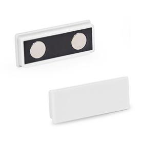 GN 53.2 Imanes, forma rectangular, con carcasa de plástico Color: WS - blanco, RAL 9003