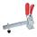 GN 810.3 Toggle Clamps, steel, operating lever vertical, with lock mechanism, with horizontal mounting base, with extended camping arm Type: ULC - Clamping arm extended, with slotted hole, two flanged washers and clamping screw GN 708.1