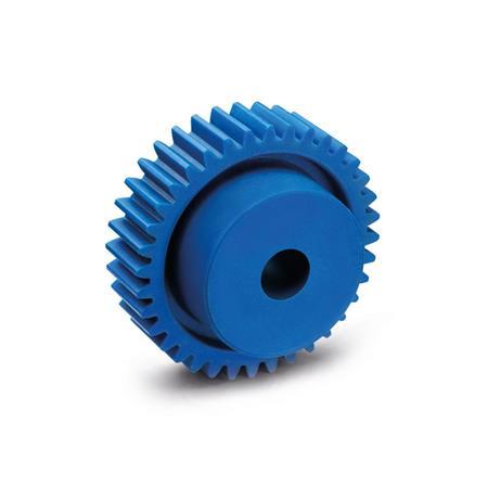 Engrenages cylindriques GN 7802: Plastique, angle de pression de 20°, module 2
