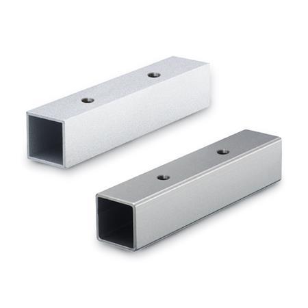 GN 990.1 Tubes de construction avec trous de verrouillage, pour glissières de fermeture GN 134.7 / GN 147.7, aluminium / inox 