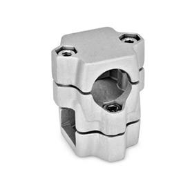 GN 134 Two-Way Connector Clamps, Multi Part Assembly d1/s1: B - Bore<br />d2/s2: V - Square<br />Finish: BL - Plain finish, matte shot-plasted