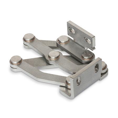GN 7237 Stainless Steel Multiple-Joint Hinges, Concealed, Opening Angle 180° Type: L - Fixing angle piece left