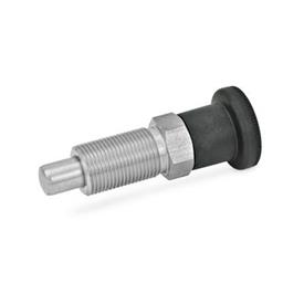 GN 817 Stainless Steel Indexing Plungers / Plastic Knob Material: NI - Stainless steel<br />Type: B - Without rest position, without lock nut