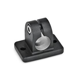 GN 145 Flanged Connector Clamps, Aluminum, with 2 mounting holes Finish: SW - Black, RAL 9005, textured finish