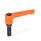 GN 302 Manettes indexables plates, zinc moulé sous pression, insert en acier, goujon fileté Couleur: OS - orange, RAL 2004, finition texturée