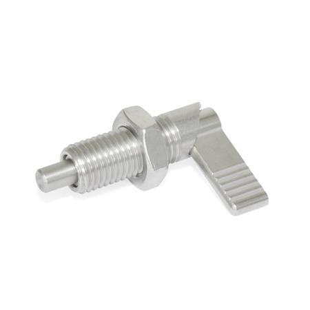 GN 721.6 Stainless Steel Cam Action Indexing Plungers, with Locking Function Type: LAK - Left-hand lock, with lock nut