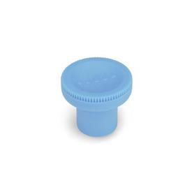GN 676 Knurled Knobs, Plastic, Threaded Bushing Brass Color: BL - Blue, RAL 5024, matte finish