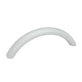GN 565.4 Arch Handles, Aluminum Type: A - Mounting from the back (threaded blind bore)<br />Finish: SR - Silver, RAL 9006, textured finish