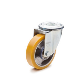 GN 22885 Medium Duty Casters, Wheel Tread Polyurethane, Wheel Core Aluminum, Light Version Bearing type: K - Ball bearing<br />Type (bracket): R - Swivel bracket with center hole<br />Coding: L - Light version<br />Material (bracket): ST - Steel sheet metal