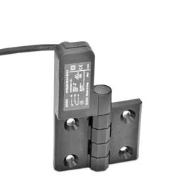 GN 239.4 Hinges with Switch, Plastic, with Connector Cable Identification: SL - Bores for contersunk screw, switch left<br />Type: CK - Cable from the back