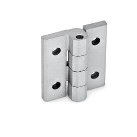 GN 235 Hinges, Zinc Die Casting, Adjustable Material: ZD - Zinc die casting<br />Type: D - With through-holes<br />Finish: SR - Silver, RAL 9006, textured finish