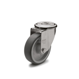 GN 22872 Medium Duty Casters, Wheel Tread Thermoplastic Elastomer, Wheel Core Polypropylene, Light Version Bearing type: G - Friction bearing<br />Type (bracket): R - Swivel bracket with center hole<br />Coding: L - Light version<br />Material (bracket): NI - Stainless steel sheet metal