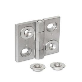 GN 127 Hinges, Stainless Steel, Adjustable Material: A4 - Stainless steel<br />Type: B - Horizontally adjustable
