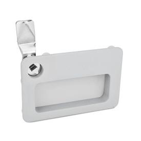 GN 115.10 Latches with Gripping Tray, Operation with Socket Key Type: DK - With triangular spindle<br />Finish: SR - Silver, RAL 9006, textured finish<br />Identification no.: 1 - Operation in the illustrated position, at the top left