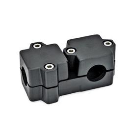 GN 194 T-Angle Connector Clamps, Aluminum d<sub>1</sub> / s<sub>1</sub>: B - Bore<br />d<sub>2</sub> / s<sub>2</sub>: B - Bore<br />Finish: SW - Black, RAL 9005, textured finish