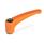 GN 602 Verstellbare Klemmhebel, Zink-Druckguss, Einsatz Stahl, mit Innengewinde / Passbohrung Farbe: OS - orange, RAL 2004, strukturmatt
