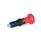 GN 617.2 Rastbolzen, Führung Kunststoff, Raststift Edelstahl, mit rotem Knopf Form: C - mit Rastsperre, ohne Kontermutter
Werkstoff: NI - Edelstahl