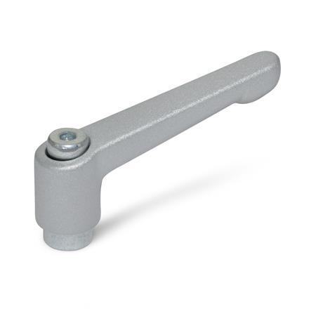 Adjustable Hand Levers GN 300.2: Zinc Die Casting, Insert Steel Zinc Plated, with Internal Thread